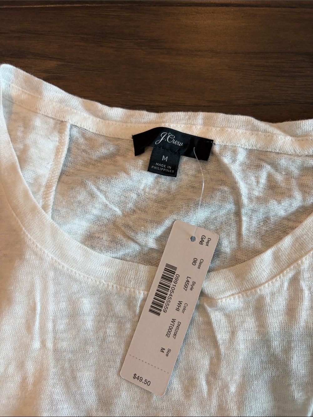 New With Tags JCrew Ruffle White Linen Tee Sz M - Picture 2 of 6